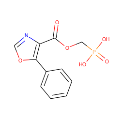 O=C(OCP(=O)(O)O)c1ncoc1-c1ccccc1 ZINC000169326751