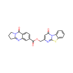 O=C(OCc1cc(=O)n2c(n1)sc1ccccc12)c1ccc2c(=O)n3c(nc2c1)CCC3 ZINC000004144374