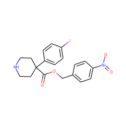 O=C(OCc1ccc([N+](=O)[O-])cc1)C1(c2ccc(I)cc2)CCNCC1 ZINC000064559159