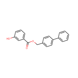 O=C(OCc1ccc(-c2ccccc2)cc1)c1cccc(O)c1 ZINC000012818258