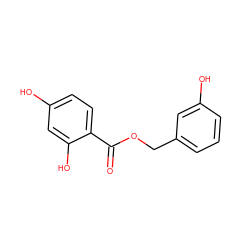 O=C(OCc1cccc(O)c1)c1ccc(O)cc1O ZINC000066074797