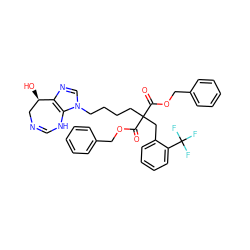 O=C(OCc1ccccc1)C(CCCCn1cnc2c1NC=NC[C@H]2O)(Cc1ccccc1C(F)(F)F)C(=O)OCc1ccccc1 ZINC000029317617