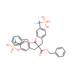 O=C(OCc1ccccc1)C(Cc1ccc(C(F)(F)P(=O)(O)O)cc1)(Cc1ccc(C(F)(F)P(=O)(O)O)cc1)C(=O)OCc1ccccc1 ZINC000025991440