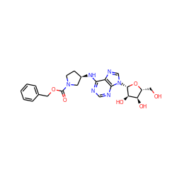 O=C(OCc1ccccc1)N1CC[C@@H](Nc2ncnc3c2ncn3[C@@H]2O[C@H](CO)[C@@H](O)[C@H]2O)C1 ZINC000028827207