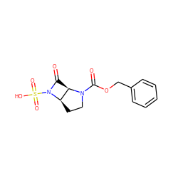 O=C(OCc1ccccc1)N1CC[C@@H]2[C@H]1C(=O)N2S(=O)(=O)O ZINC000013781308