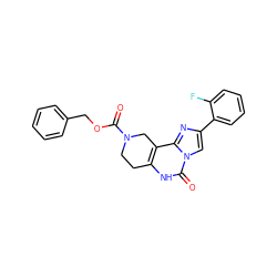 O=C(OCc1ccccc1)N1CCc2[nH]c(=O)n3cc(-c4ccccc4F)nc3c2C1 ZINC000013492063