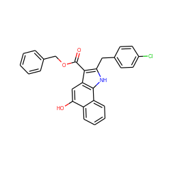 O=C(OCc1ccccc1)c1c(Cc2ccc(Cl)cc2)[nH]c2c1cc(O)c1ccccc12 ZINC000040413918