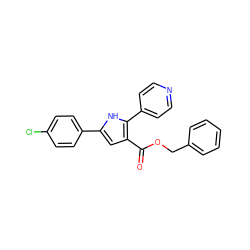 O=C(OCc1ccccc1)c1cc(-c2ccc(Cl)cc2)[nH]c1-c1ccncc1 ZINC000027719998