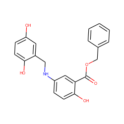 O=C(OCc1ccccc1)c1cc(NCc2cc(O)ccc2O)ccc1O ZINC000013735429