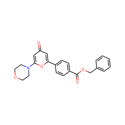 O=C(OCc1ccccc1)c1ccc(-c2cc(=O)cc(N3CCOCC3)o2)cc1 ZINC000101075008