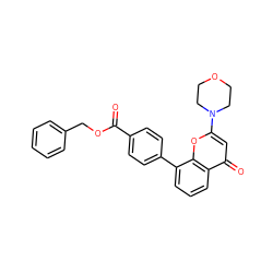 O=C(OCc1ccccc1)c1ccc(-c2cccc3c(=O)cc(N4CCOCC4)oc23)cc1 ZINC000013677186