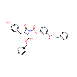 O=C(OCc1ccccc1)c1cccc(OC(=O)N2C(=O)[C@@H](Cc3ccc(O)cc3)[C@H]2C(=O)OCc2ccccc2)c1 ZINC000084615448