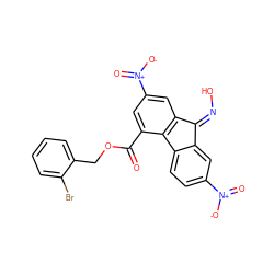 O=C(OCc1ccccc1Br)c1cc([N+](=O)[O-])cc2c1-c1ccc([N+](=O)[O-])cc1/C2=N/O ZINC000012366787