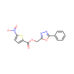 O=C(OCc1nnc(-c2ccccc2)o1)c1ccc([N+](=O)[O-])s1 ZINC000003428529