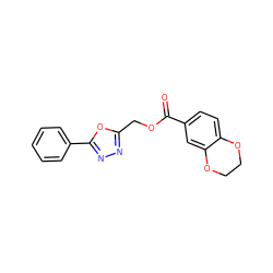 O=C(OCc1nnc(-c2ccccc2)o1)c1ccc2c(c1)OCCO2 ZINC000002641336