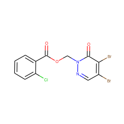 O=C(OCn1ncc(Br)c(Br)c1=O)c1ccccc1Cl ZINC000001386256