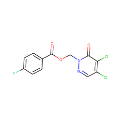 O=C(OCn1ncc(Cl)c(Cl)c1=O)c1ccc(F)cc1 ZINC000001386231