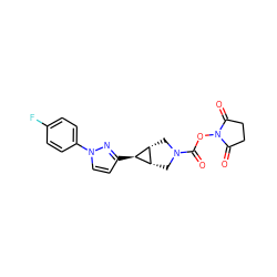 O=C(ON1C(=O)CCC1=O)N1C[C@H]2[C@@H](C1)[C@@H]2c1ccn(-c2ccc(F)cc2)n1 ZINC001772625263