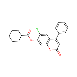 O=C(Oc1cc2oc(=O)cc(-c3ccccc3)c2cc1Cl)C1CCCCC1 ZINC000002983418