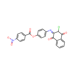 O=C(Oc1ccc(/N=C2\C(=O)c3ccccc3C(=O)C2Cl)cc1)c1ccc([N+](=O)[O-])cc1 ZINC000101950700