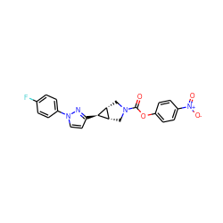 O=C(Oc1ccc([N+](=O)[O-])cc1)N1C[C@H]2[C@@H](C1)[C@@H]2c1ccn(-c2ccc(F)cc2)n1 ZINC001772611597