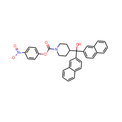 O=C(Oc1ccc([N+](=O)[O-])cc1)N1CCC(C(O)(c2ccc3ccccc3c2)c2ccc3ccccc3c2)CC1 ZINC000049757532