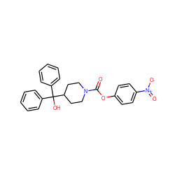 O=C(Oc1ccc([N+](=O)[O-])cc1)N1CCC(C(O)(c2ccccc2)c2ccccc2)CC1 ZINC000049766923