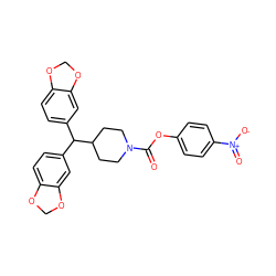 O=C(Oc1ccc([N+](=O)[O-])cc1)N1CCC(C(c2ccc3c(c2)OCO3)c2ccc3c(c2)OCO3)CC1 ZINC000299823242