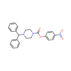 O=C(Oc1ccc([N+](=O)[O-])cc1)N1CCN(C(c2ccccc2)c2ccccc2)CC1 ZINC000299837992