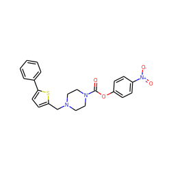 O=C(Oc1ccc([N+](=O)[O-])cc1)N1CCN(Cc2ccc(-c3ccccc3)s2)CC1 ZINC000049766393