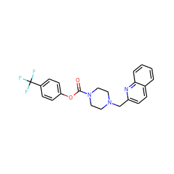 O=C(Oc1ccc(C(F)(F)F)cc1)N1CCN(Cc2ccc3ccccc3n2)CC1 ZINC000049068604