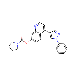 O=C(Oc1ccc2c(-c3cnn(-c4ccccc4)c3)ccnc2c1)N1CCCC1 ZINC000084636007