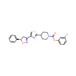 O=C(Oc1cccc(Cl)c1)N1CCC(c2nc(C3=NO[C@@H](c4ccccc4)C3)cs2)CC1 ZINC000653842161