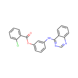 O=C(Oc1cccc(Nc2ncnc3ccccc23)c1)c1ccccc1Cl ZINC000000949622