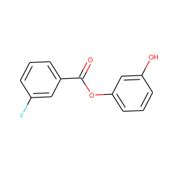 O=C(Oc1cccc(O)c1)c1cccc(F)c1 ZINC000000365043