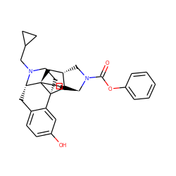 O=C(Oc1ccccc1)N1C[C@H]2C[C@@]34CC[C@H]1[C@H]2[C@]31CCN(CC2CC2)[C@H]4Cc2ccc(O)cc21 ZINC001772626529