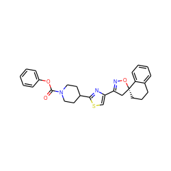 O=C(Oc1ccccc1)N1CCC(c2nc(C3=NO[C@]4(CCCc5ccccc54)C3)cs2)CC1 ZINC000653848322