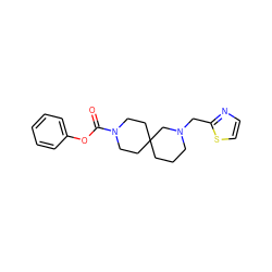 O=C(Oc1ccccc1)N1CCC2(CCCN(Cc3nccs3)C2)CC1 ZINC000004238005