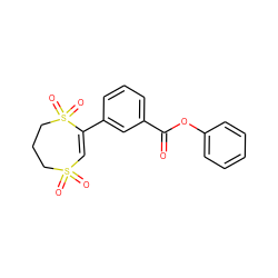 O=C(Oc1ccccc1)c1cccc(C2=CS(=O)(=O)CCCS2(=O)=O)c1 ZINC001772593060