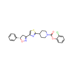 O=C(Oc1ccccc1Cl)N1CCC(c2nc(C3=NO[C@H](c4ccccc4)C3)cs2)CC1 ZINC000072315374