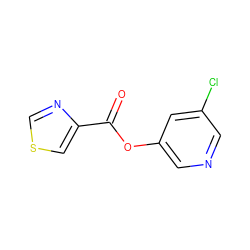 O=C(Oc1cncc(Cl)c1)c1cscn1 ZINC000040584783