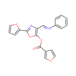 O=C(Oc1oc(-c2ccco2)nc1/C=N/c1ccccc1)c1ccoc1 ZINC000013116036