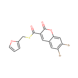 O=C(SCc1ccco1)c1cc2cc(Br)c(Br)cc2oc1=O ZINC000169325589