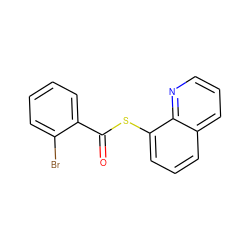 O=C(Sc1cccc2cccnc12)c1ccccc1Br ZINC000001078795