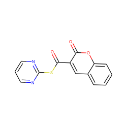 O=C(Sc1ncccn1)c1cc2ccccc2oc1=O ZINC000169325583