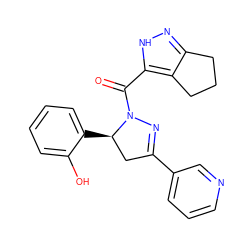 O=C(c1[nH]nc2c1CCC2)N1N=C(c2cccnc2)C[C@H]1c1ccccc1O ZINC000071295326