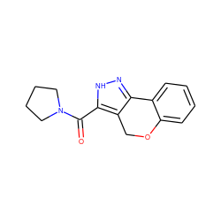 O=C(c1[nH]nc2c1COc1ccccc1-2)N1CCCC1 ZINC000009728644