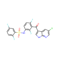 O=C(c1c(F)ccc(NS(=O)(=O)c2cc(F)ccc2F)c1F)c1c[nH]c2ncc(Cl)cc12 ZINC000113504953