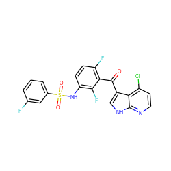 O=C(c1c(F)ccc(NS(=O)(=O)c2cccc(F)c2)c1F)c1c[nH]c2nccc(Cl)c12 ZINC000113506037