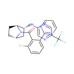 O=C(c1c(F)cccc1-c1ncccn1)N1[C@H]2CC[C@H]1[C@H](Nc1cnc(C(F)(F)F)cn1)C2 ZINC000221039843